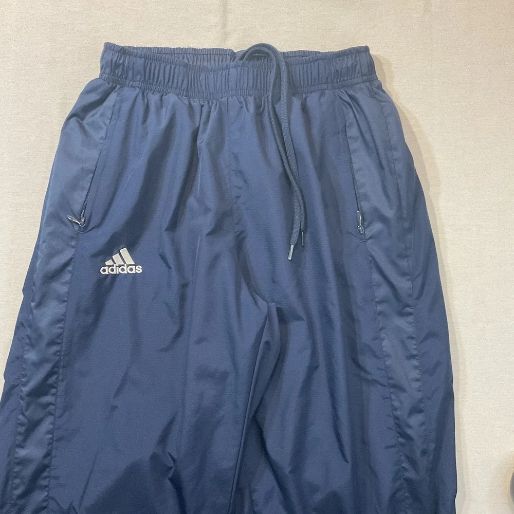 Adidas Navy Vintage Track Pants Y2K Era w/White and Gray Stripe Size L